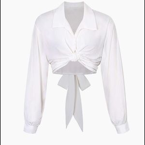 Micas - Bow Tie Waist Blouse - L